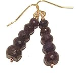 Sapphire Earrings 02 Dangle Blue Four Gem Faceted Crystal Healing Gemstone 1.6
