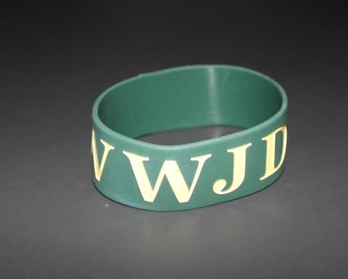 "WWJD" Saying Silicon 1" inch GREEN w/ cream TEXT Bracelet Wristband *ORIGINAL DESIGNED BY TIFEPIPHANY**