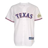 MLB Boys' Texas Rangers Michael Young Replica Player Jersey With World Series Patch Fall 2012 (White, Small)