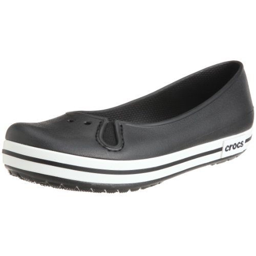 crocs Women's Crocband Flat,Black,7 M US