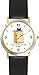 Tabby Cat in Brown Paper Bag - Cat Cartoon or Comic - JP Animal - WATCHBUDDY&reg; DELUXE TWO-TONE THEME WATCH - Arabic Numbers - Black Leather Strap-Size-Large ( Men's Size or Jumbo Women's Size )