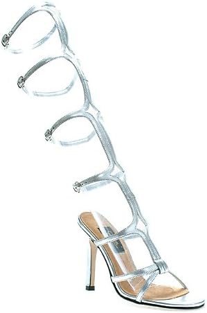 Ellie ShoesE-510-Sexy, 5" Heel Knee High Strap Up Sandal. 7 Silver