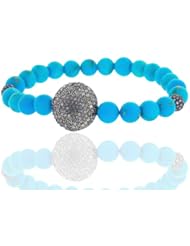 Diamond Pave Gemstone Charm Beaded Bracelet .925 Sterling Silver Handmade Jewelry