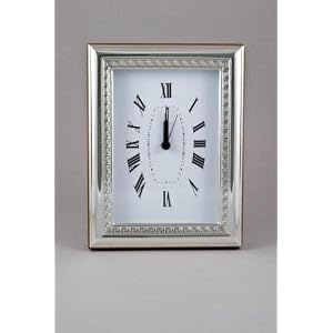Quartz Alarm Sterling Silver Clock with Beaded Borders- Bellucci 5 X 6 1 2 Weddings,...