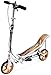 SpaceScooter Ride On White | Push Board Pump Action Kids Scooter with Handbrake, Air Suspension & Compact Fold