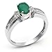 14k White Gold Oval Emerald and Diamond Ring Size 14k White Gold Oval Emerald and Diamond Ring Size