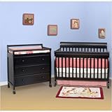 Kalani 4-in-1 Convertible Crib Nursery Set with Toddler Rail in Ebony