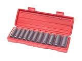 TEKTON 4855 1/2-Inch Drive Deep Impact Socket Set, SAE, 12-Piece