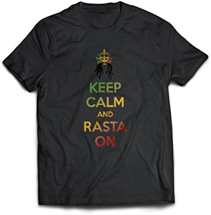 Phantasmic Arts Men's T-Shirt Tee Keep Calm and Rasta On (2XL, Black)