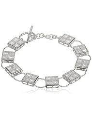 Sterling Silver Simulated Diamond Link Station Baguette Bracelet, 7.5"