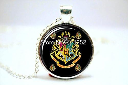ArtShop Fashion Jewelry Hogwarts Crest Necklace Harry Potter Hogwarts Crest Pendant Glass Photo Cabochon Necklace Christmas gift