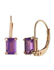 10k Yellow Gold Emerald Cut Leverback Earrings