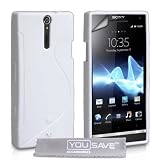 Yousave Accessories TM White S-Line Silicone Gel Grip Series Case Cover For The Sony Ericsson Xperia S With Screen Protector Filmby Yousave Accessories