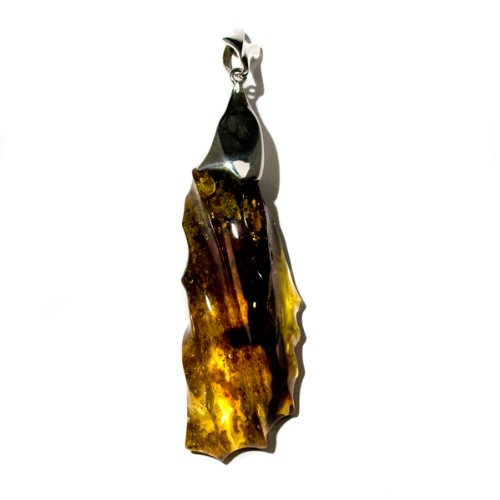 Christmas Special One of a Kind Certified Genuine Honey Amber and Sterling Silver Free-shaped Pendant