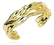 18k Gold Over Sterling Silver High Polish Free Form Flowing Cuff Bangle Bracelet