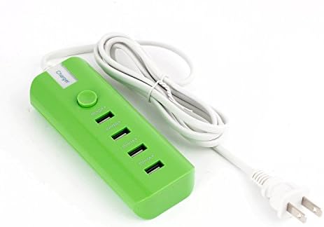 Tiwkich Super Speed 4 Ports Usb Wall Charger with on/off power switch Desktop Charging Station Power Strip Universal Smart Ac Travel Home office Charger Fast Charging Power Adapter supply for Apple for Iphone 6,iphone 6 Plus,iphone 5, 5s, 5c, 4s, 4, Ipad Air, 4, 3, 2, Samsung Galaxy S6 S5, S4, S3, S2, Note 3, Note 2; HTC One,Tablet PC.Cellphone ,smartphone and other USB Devices-Green