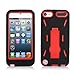 Black Red Heavy Duty Hybrid Hard Soft Cover Case with Stand for Apple Ipod Touch 5 5th