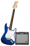 Squier by Fender Stop Dreaming, Start Playing Set: Affinity Strat HSS w/ G, DEC Jr, Metallic Blue