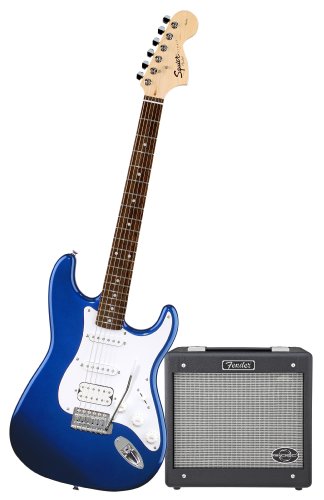 Squier by Fender Stop Dreaming Start Playing Set Affinity Strat HSS w G DEC Jr Metallic Blue