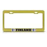 Finland Finnish Flag Gold Country Metal license plate frame Tag Holder
