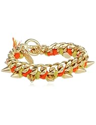 Ettika Gold Chain and Spike Nugget Cotton Thread Combo Bracelet, 7"