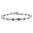 14K White Gold Pink Sapphire and Diamond Bracelet