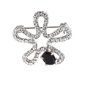 Clear Rhinestone Star With Faux Onyx Brooch Pin Gift