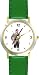 Bassoon Player or Bassoonist Classical Musician - WATCHBUDDY® DELUXE TWO-TONE THEME WATCH - Arabic Numbers - Green Leather Strap-Size-Large ( Men's Size or Jumbo Women's Size )