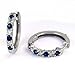 1 Carat Prong Set Diamond & Sapphire Hoop Earrings in 14k White Gold (with Safety Lock)