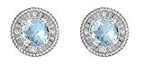10k White Gold, March Birthstone, Aquamarine and Diamond Earrings