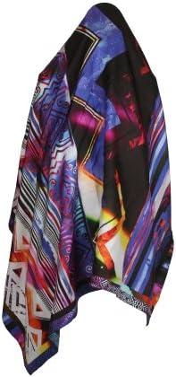 Juma Womens Black Multi Geometric Sky Silk Square Scarf OS