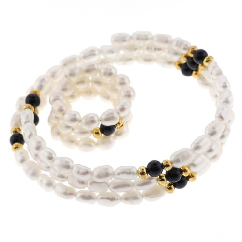 Freshwaster Pearl Bracelet - Blackstone - Flexible, 