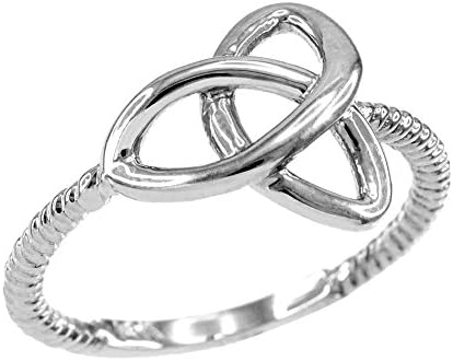 High Polish 925 Sterling Silver Twisted Style Rope Band Trinity Knot Ring (Size 5.5)