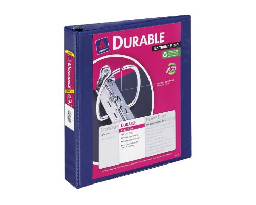 Avery Durable View Binder with 1.5 Inch EZ-Turn Ring, Blue, 1 Binder (17024)