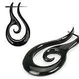 Pair of Organic Hand Carved Horn Tribal Stirrup Hanger Earring