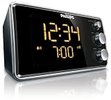 Philips AJ 3551 Radiowecker (FM-Tuner, LED-Anzeige) schwarz/silber