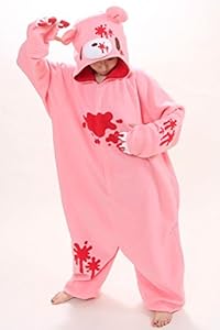 Pink Anime Pokemon Violent bear Cosplay Costume Polar Fleece Pajamas Party Sheepwear Onesie (Size S)