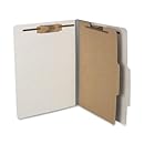 Wilson Jones Pressboard 4-Part Classification Folders with Permclip Fasteners, Letter Size, Mist Gray, 10 per Box (A7015054)