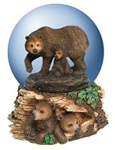 Country Brown Bear Zoo Animal Musical Snow Globe