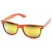zeroUV - Retro Bright Horn Rimmed Sunglasses with Colorful Mirrored Lenses - UV400 (Orange)