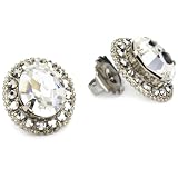 Sorrelli Pewter Bold Crystal Oval Stud Silver-Tone 