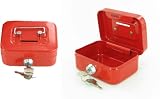 4.5 Red Steel Petty Cash Box Money Box Money Bank Safe Deposit