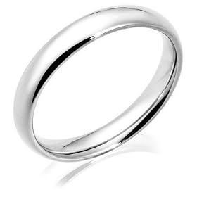 Mens 14k White Gold 4mm Comfort Fit Wedding Band Ring, Size 10 by