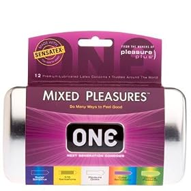 Mixed Pleasures Assorted ONE Condoms 12 Retail Box