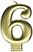 Amscan Birthday Celebration, Numeral #6 Metallic Candle, Party Supplies, Gold, 3 1/4