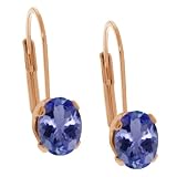 3.10 Ct Oval Shape Blue Tanzanite Rose Gold Plated Brass Stud Earrings
