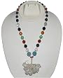 Jewelry Necklace In Sterling Silver With Black Multi Gemstone Beads Handcrafted Jewelry 16 inches
