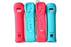 Wii MotionPlus Silicone Skin Jacket Glove 4 Pack - Blue & Pink Bundle (for old version Wii Controller)
