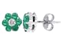 0.64Ct Genuine Emerald Stud Earrings with Diamonds in 14Kt White Gold