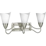 Best Price Progress Lighting P3086-09 3-Light Bath Bracket with Opal Glass, Brushed Nickel